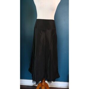 Vintage Y2K Mossimo Black Satin A-Line Skirt Corset Back Tulle Hem Whimsigoth 4